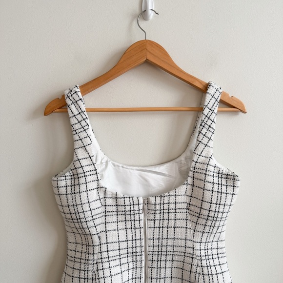 New! MESHKI • Beth Tweed Mini Dress in White Check - Picture 8 of 14